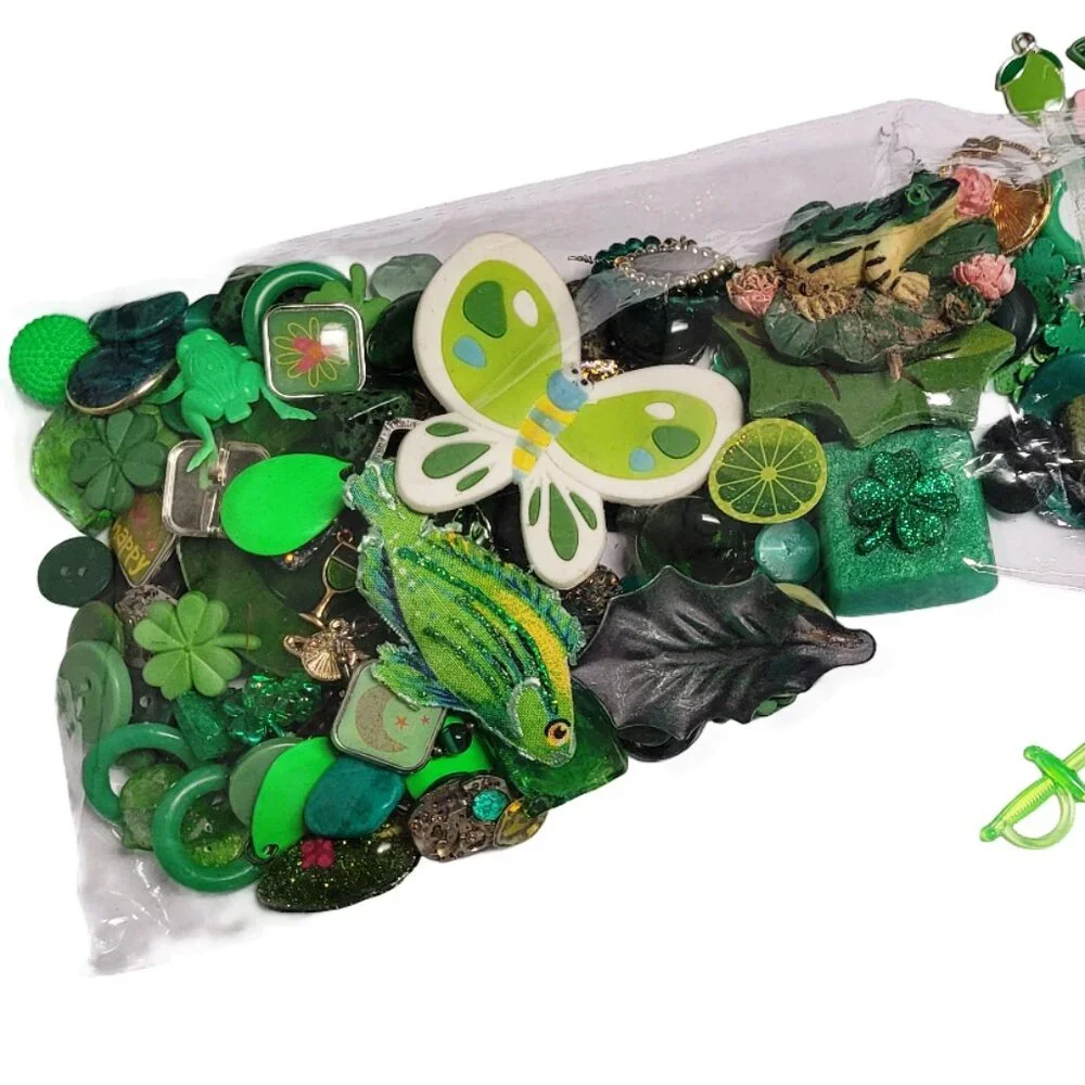 Bag of Various Green Craft Items for DIY Art and Craft Projects and More